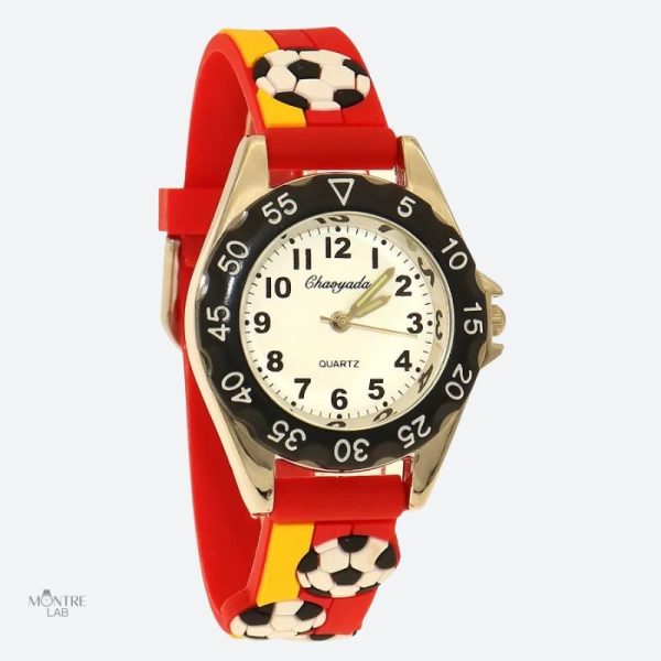 Montre pour garçon avec motif sportif, idéale pour les jeunes fans