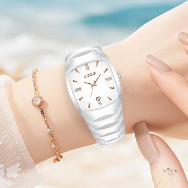 Montre quartz blanche chic pour un look sophistiqué