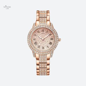 Accessoire chic pour femme, montre mécanique avec strass