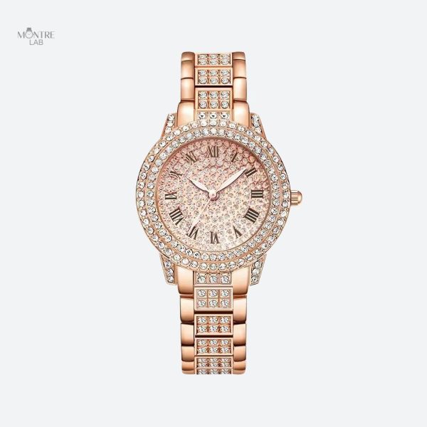 Accessoire chic pour femme, montre mécanique avec strass