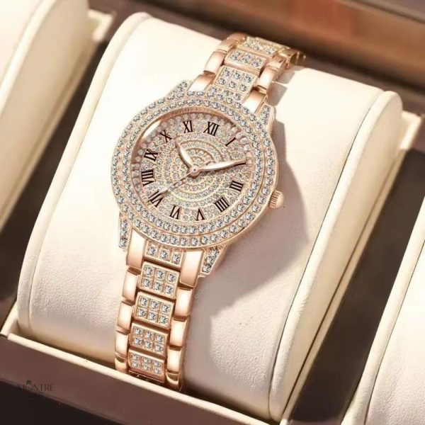 Bijou horloger féminin, strass scintillants sur cadran