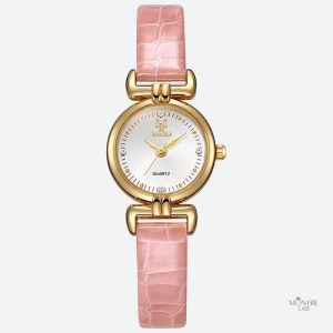 Montre femme minimaliste en cuir croco