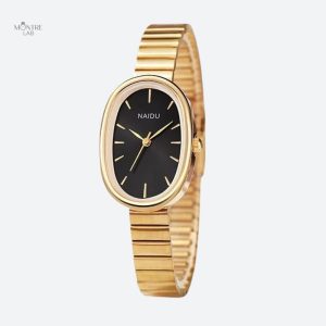 Bracelet Large Montre Femme en finition dorée
