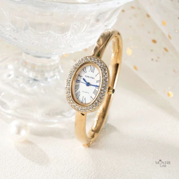 Montre à strass pour femme, style raffiné et moderne