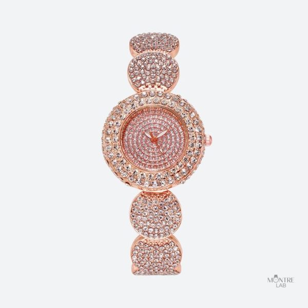 Montre femme quartz en strass scintillant