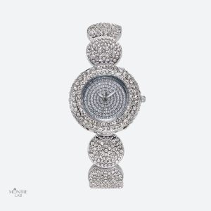 Montre à quartz ornée de strass pour femme