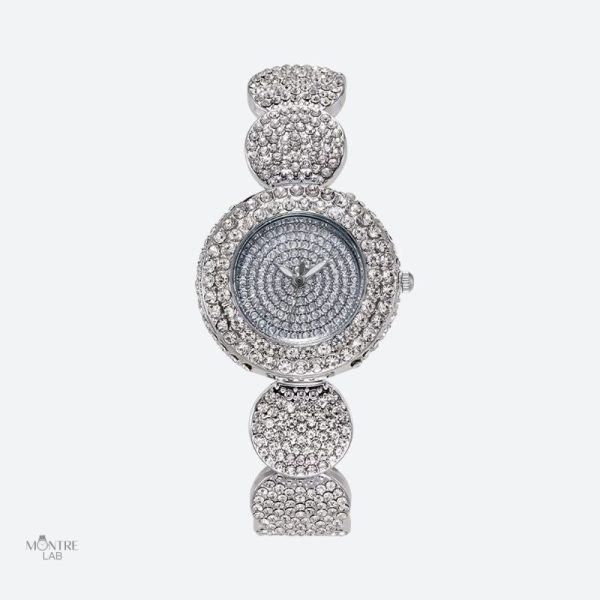 Montre à quartz ornée de strass pour femme