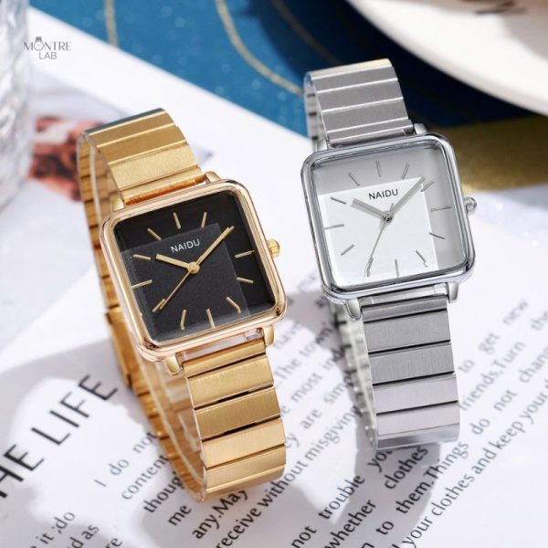 Montre quartz à cadran carré pour look unique
