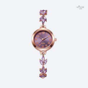 Montre Ronde Strass pour Femme Élégante