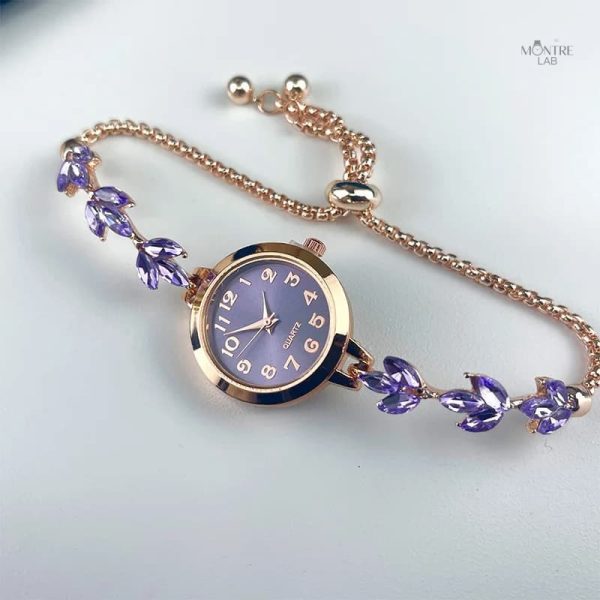 Élégante Montre Ronde pour Femme avec Strass