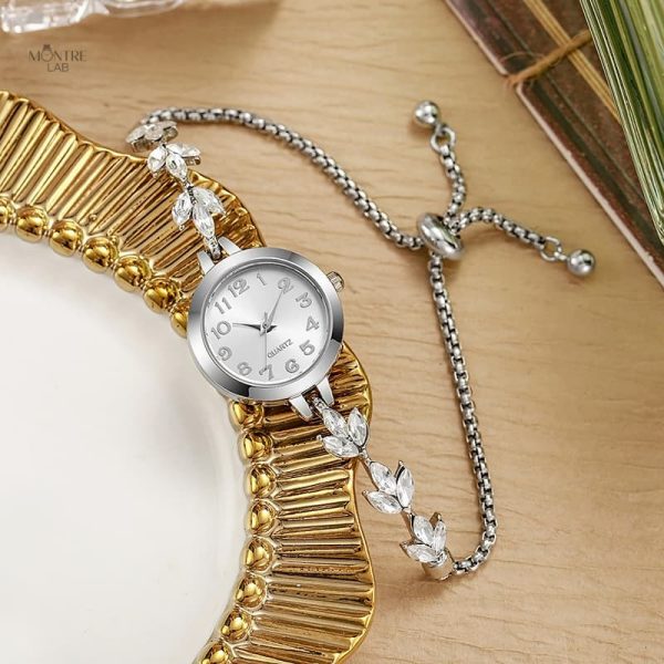 Montre Femme avec Détails en Strass Élégants