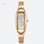 Montre femme tonneau doré en acier inoxydable