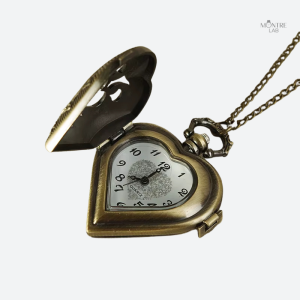 Montre à gousset femme cœur bronze vintage