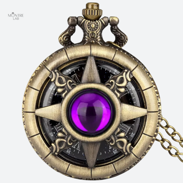 Montre à gousset femme quartz avec pierre colorée