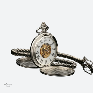 Montre à gousset femme squelettée double face