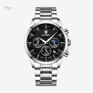 Montre homme chronographe quartz au bracelet acier inoxydable
