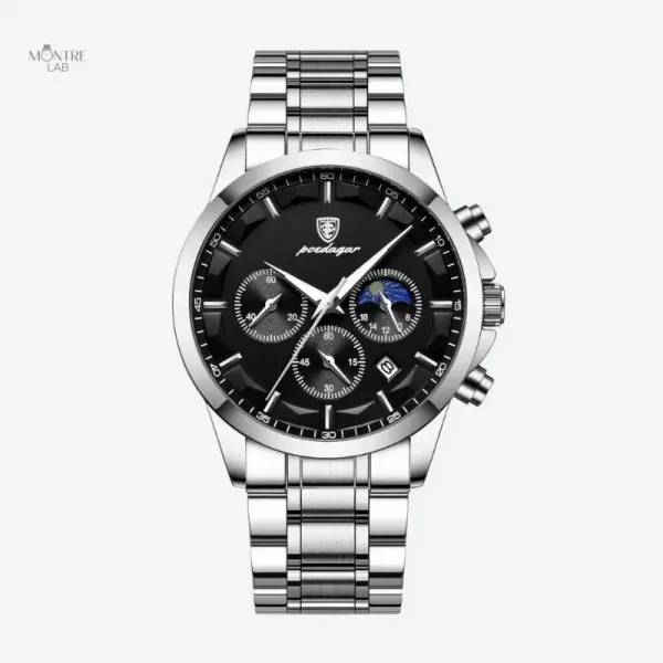 Montre homme chronographe quartz au bracelet acier inoxydable