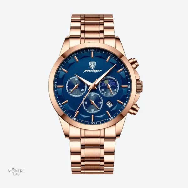 Chronographe élégant pour homme avec bracelet en acier