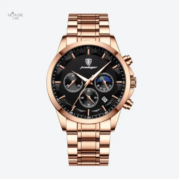 Accessoire masculin : montre chronographe avec bracelet robuste
