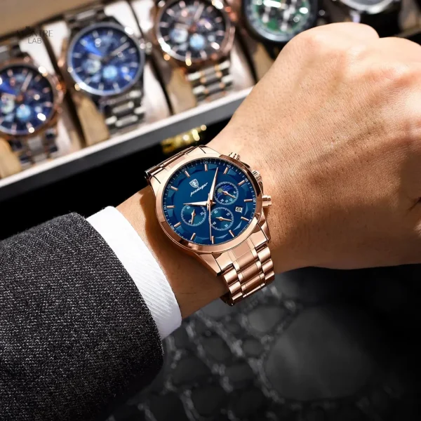 Montre homme à quartz avec finition en acier inoxydable