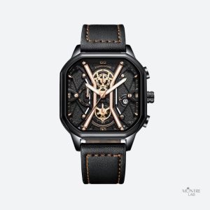 Montre homme cuir carré chronographe