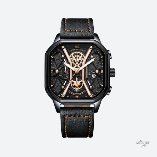 montre-homme-chronographe-carre-etanche-1 Montre homme cuir carré chronographe