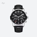 Montre militaire en cuir pour homme avec chronographe