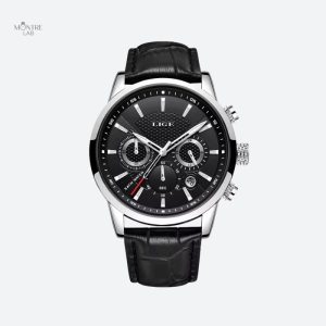 Montre militaire en cuir pour homme avec chronographe