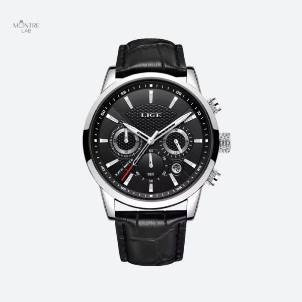 Montre militaire en cuir pour homme avec chronographe