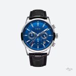 Chronographe étanche en cuir pour homme au style militaire