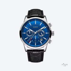 Chronographe étanche en cuir pour homme au style militaire