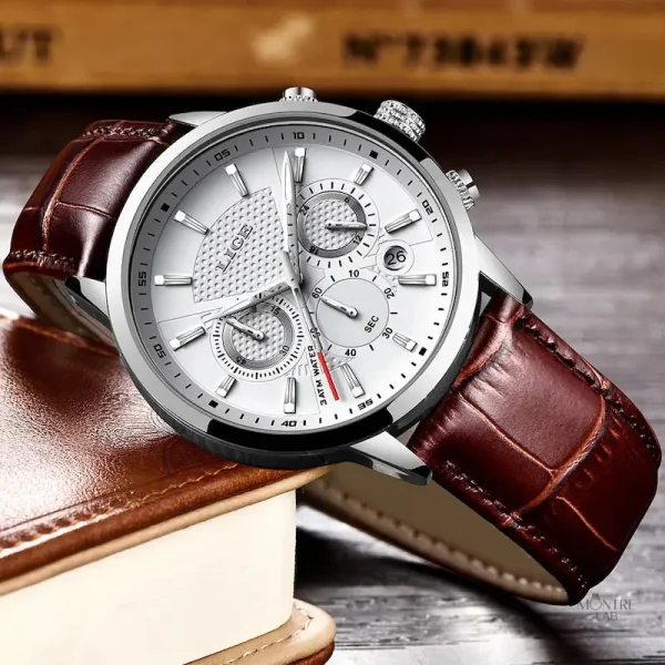 Montre en cuir homme, design militaire et étanche