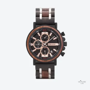 Montre Chronographe Homme en Bois et Acier