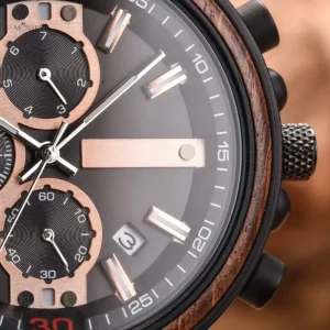Chronographe Homme en Bois, Style Élégant