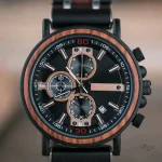 Montre Multifonction en Bois, Design Moderne