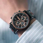 Chronographe en Bois et Acier, Look Sophistiqué
