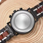 Mouvement Quartz, Montre Homme en Bois et Acier