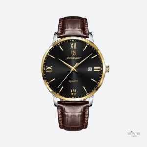 Montre cuir homme avec mouvement à quartz, étanche
