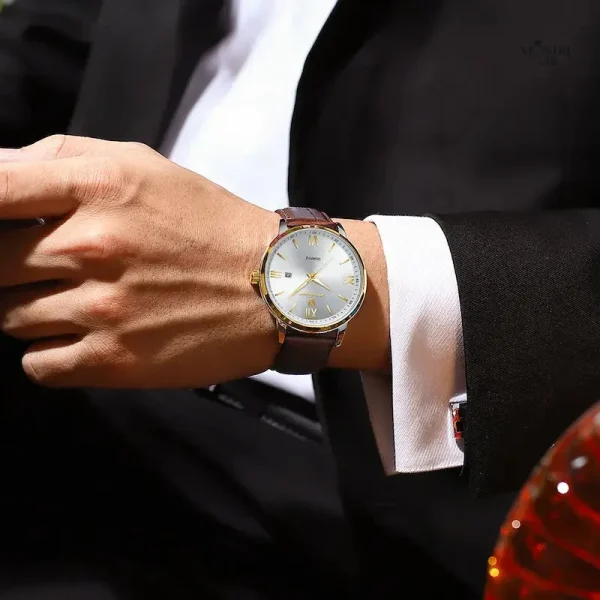 Montre homme en cuir, design chic et étanche