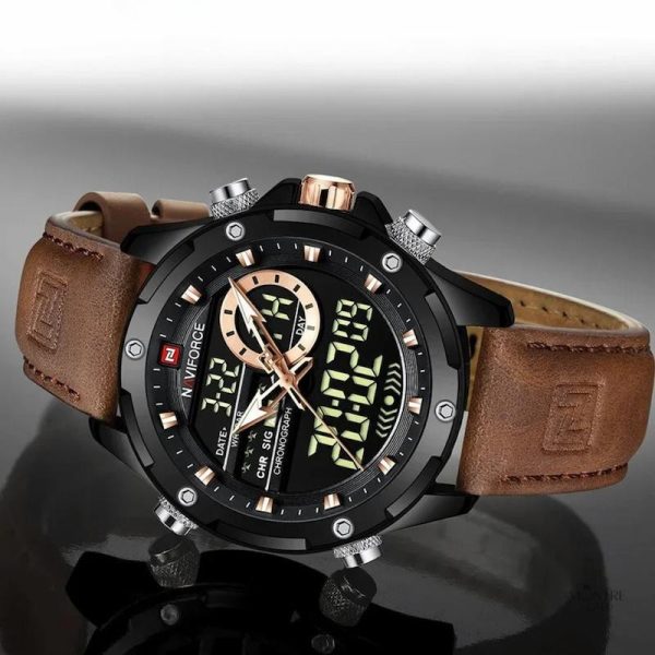 Modèle de montre homme avec affichage numérique et chronographe