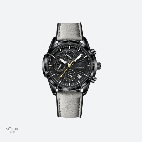 Chronographe élégant pour homme en cuir
