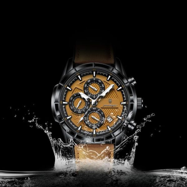 Accessoire masculin en cuir et quartz