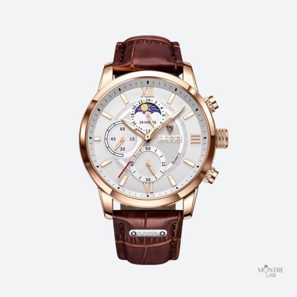 Montre en cuir pour homme, design moderne et étanche