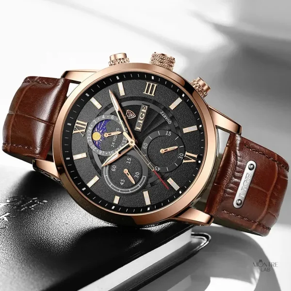 Quartz étanche pour homme, style en cuir intemporel