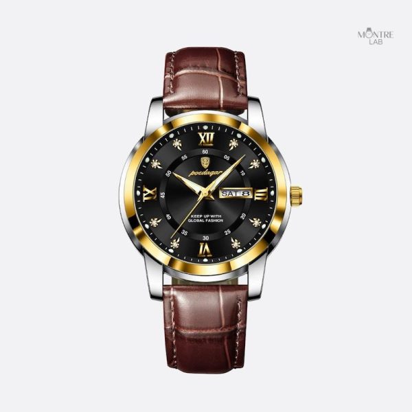 Montre élégante pour homme avec bracelet en cuir