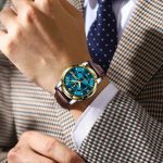 Montre chic homme, bracelet cuir, design élégant