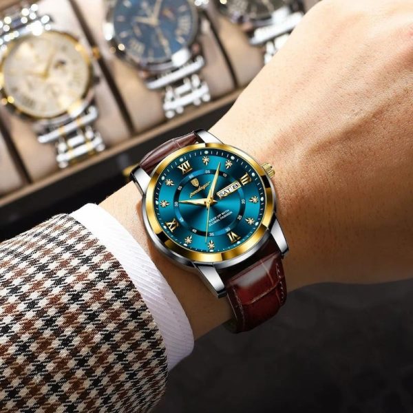 Montre quartz pour homme, style classique avec cuir