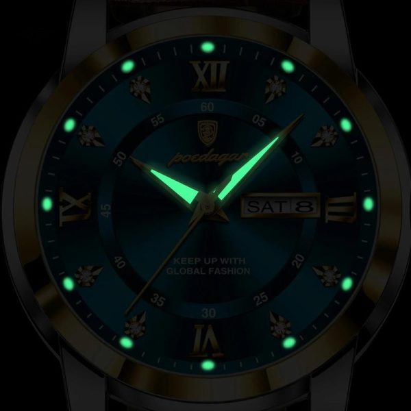 Élégante montre homme, bracelet en cuir sophistiqué