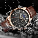Montre à quartz pour homme, design décontracté en cuir