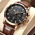 Montre homme en cuir, style décontracté et étanche